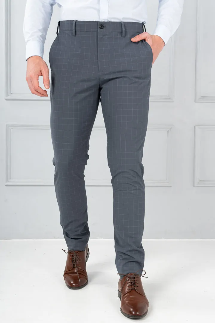 Wolf Grey Checks Formal Pants