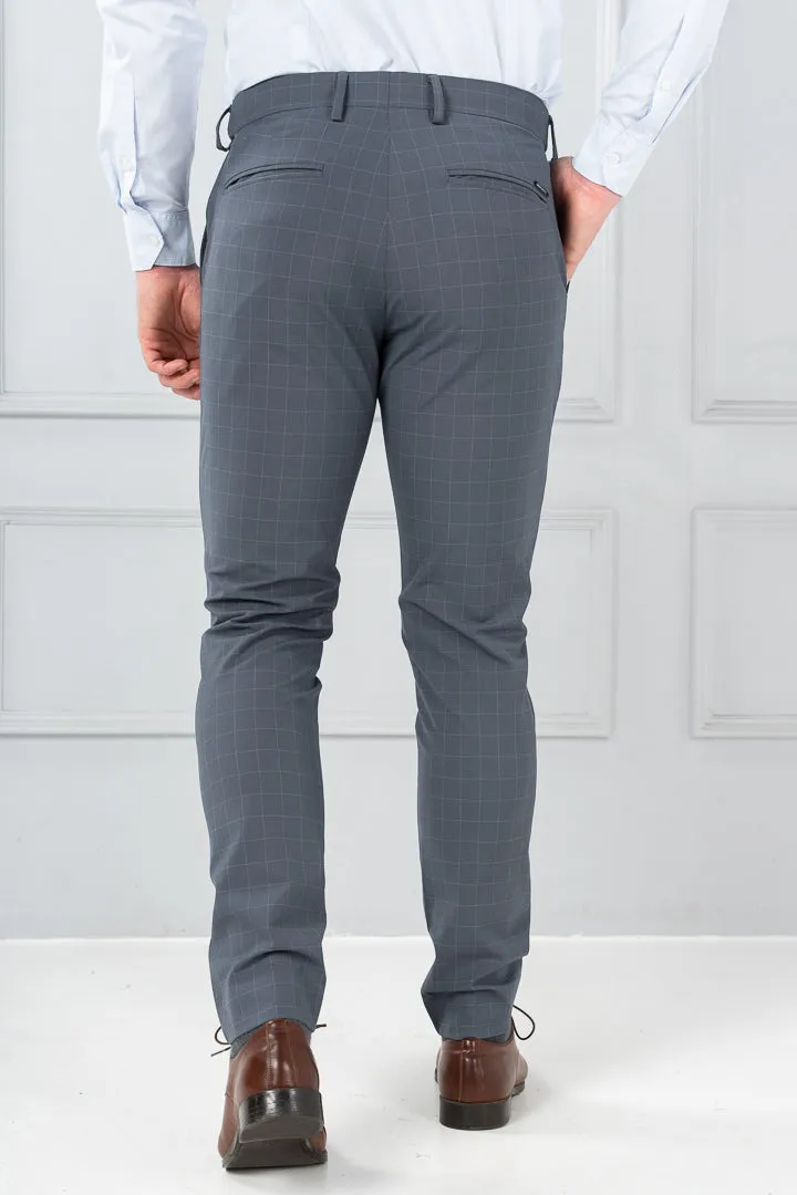 Wolf Grey Checks Formal Pants