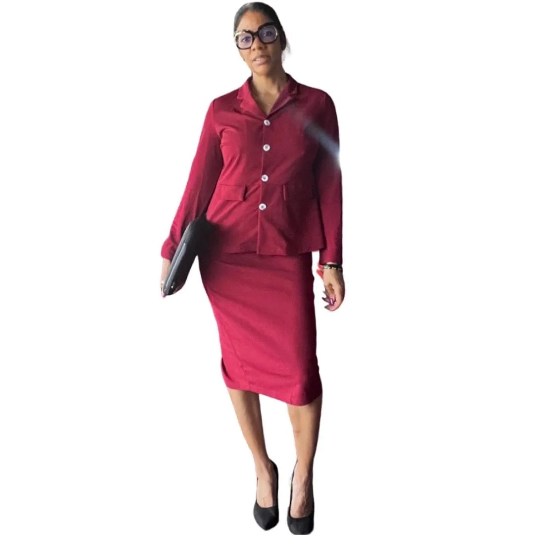 Women 2 Piece Pencil Skirt Casual Business Suit